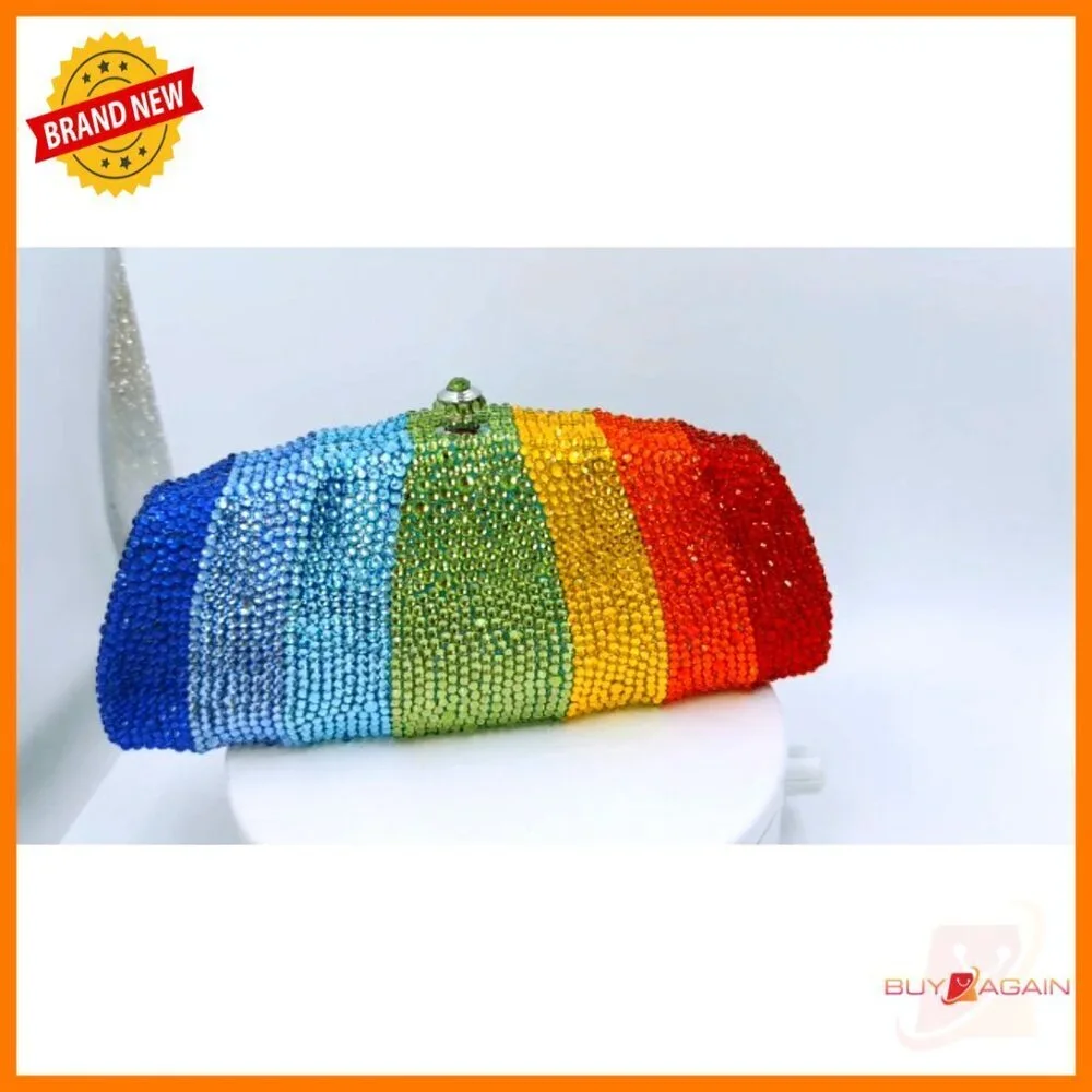 Mini Rhinestone Clutch Evening Bag with Detachable Straps for Formal Events